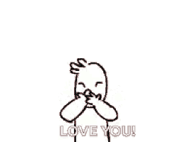 a cartoon of a man with his arms outstretched and two red hearts behind him .