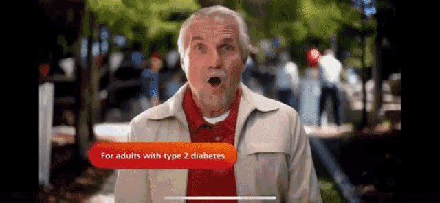 an older man with a surprised look on his face is talking about type 2 diabetes
