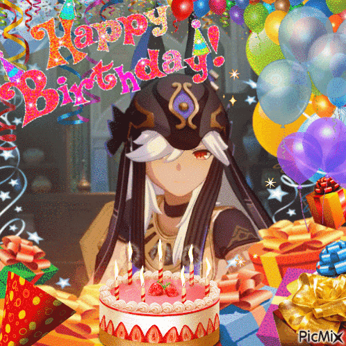 a picture of a girl with a birthday cake and the words happy birthday on the bottom