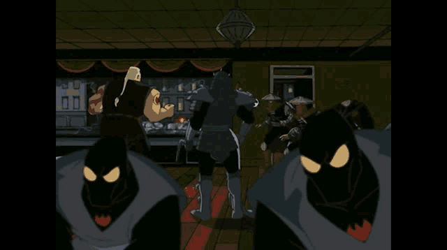 a cartoon character with a samurai armor and red eyes