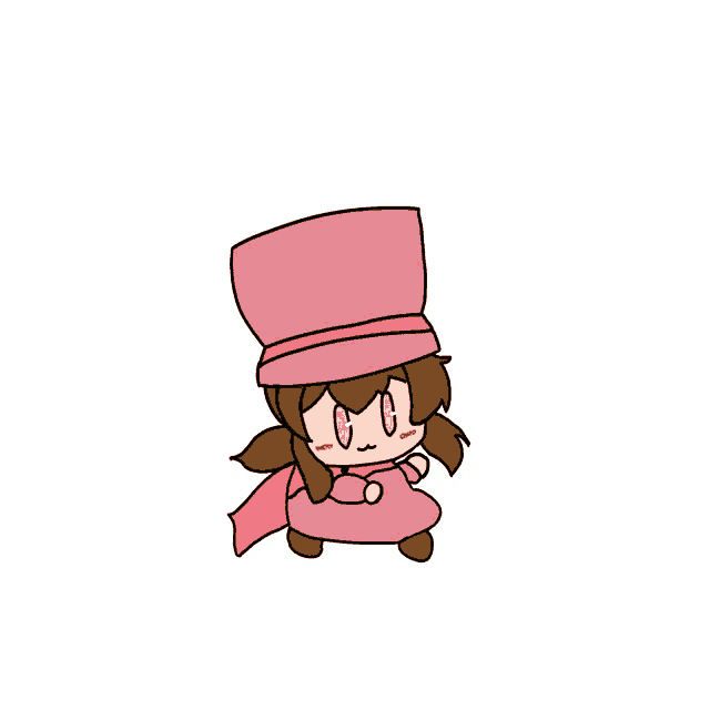 a cartoon drawing of a girl wearing a pink hat and scarf