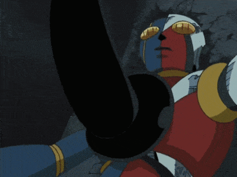 a cartoon character is kicking another cartoon character