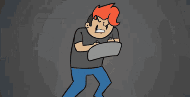 a cartoon drawing of a fist against a gray background