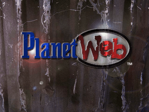 a sign that says planet web in red and blue