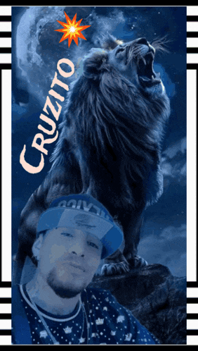 a picture of a man and a lion with the name cruzito