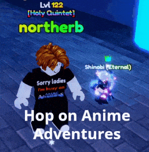 a video game character with a shirt that says sorry ladies