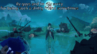 a video game scene with the words illy guys and im really sorry for being such a shitty friend