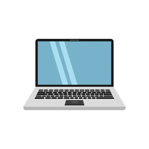 a laptop with a blue screen and black keys