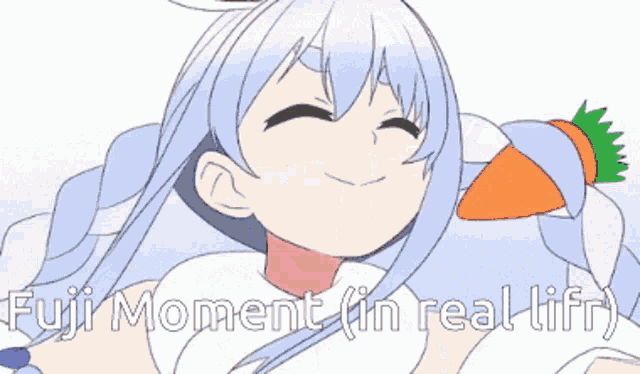 a cartoon of a girl with bunny ears being kicked by a carrot