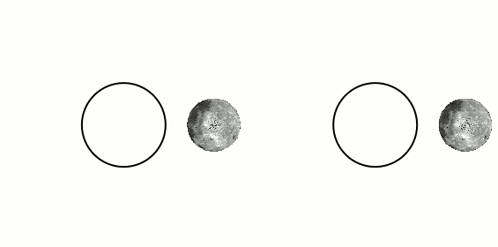 a black and white drawing of two circles and two moons