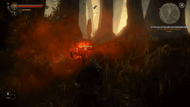 a screenshot of a video game that says ' by the will of the gods and executioner ' on it