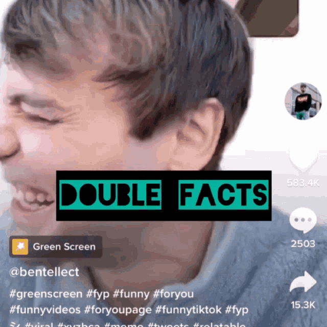 a picture of a man with double facts written on the top