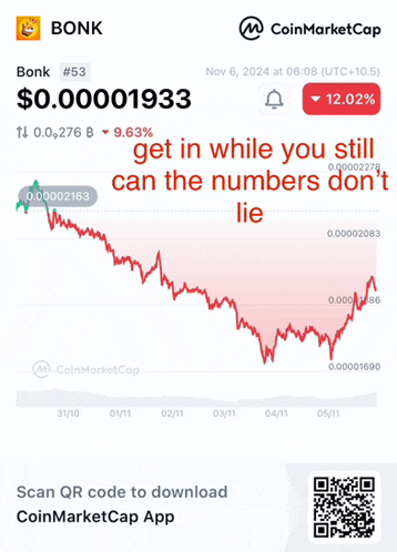 a screenshot of a coinmarketcap app with a qr code to download