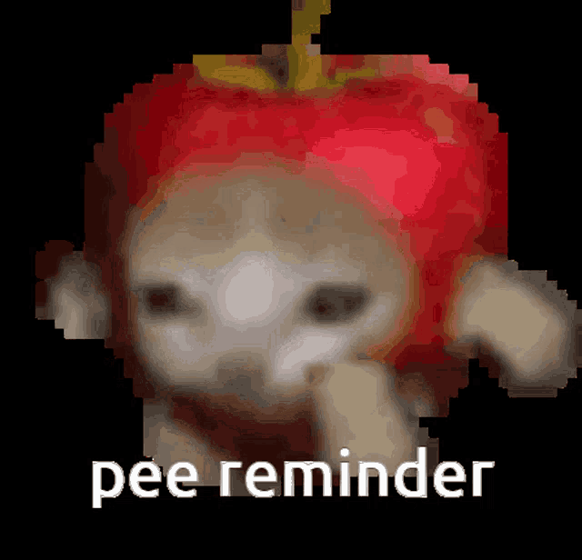 a pixelated image of a stuffed animal with the words pee reminder