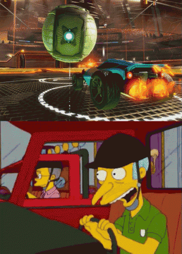 a picture of a rocket league game and a picture of a cartoon character