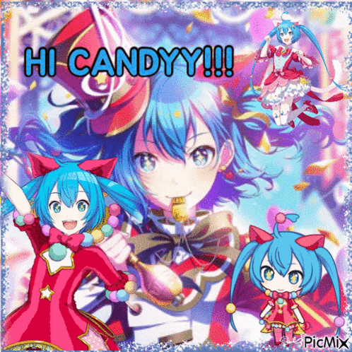 a picture of a girl with the words hi candyy !!!