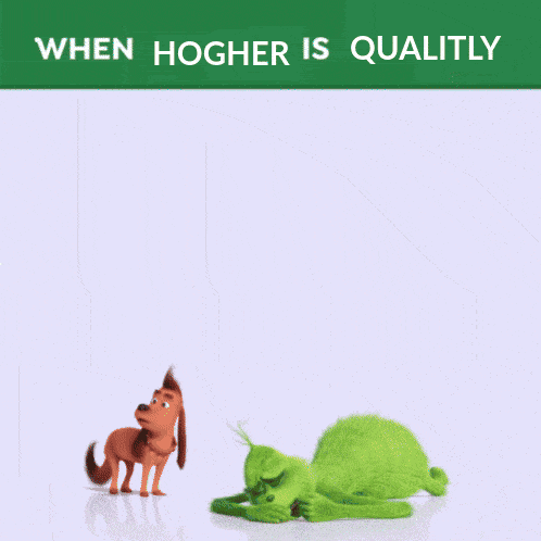 a cartoon of a dog standing next to a green monster that says when hogher is qually