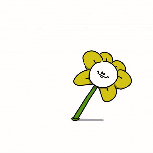 a cartoon drawing of a flower with a face on it