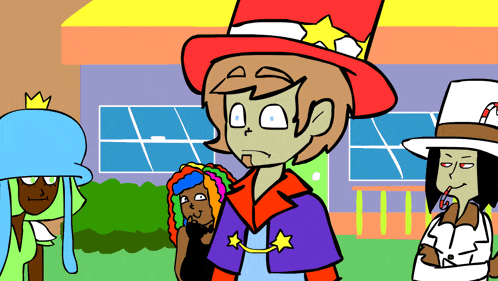 a cartoon of a man in a top hat with a star on top