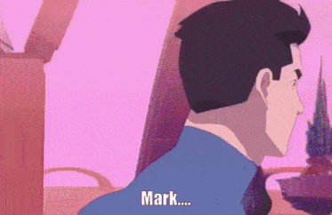 a man in a blue shirt is saying mark