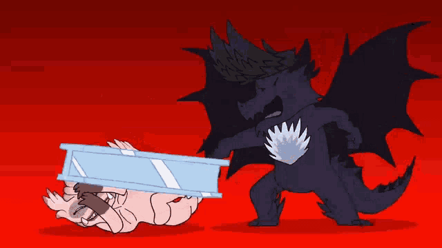 a cartoon of a person laying on the ground being attacked by a monster