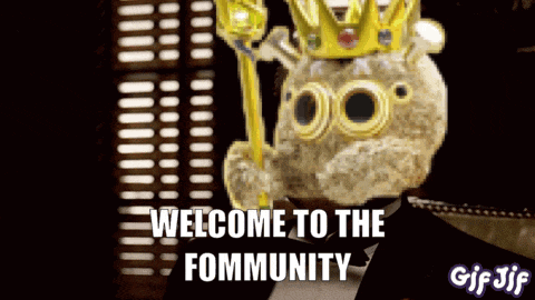 a gif that says welcome to the fommunity