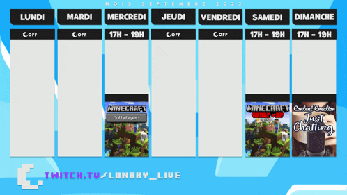 a schedule for minecraft content creation is shown