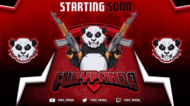 a logo for furypanda shows a panda holding a gun