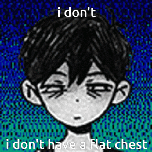 a black and white drawing of a boy with the words i don t have a flat chest below it