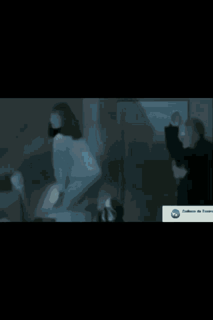 a blurred image of a man standing next to a woman with a zodiac de zandra logo on the bottom