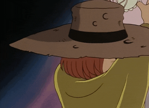 a cartoon drawing of a woman wearing a hat with the letter c on it