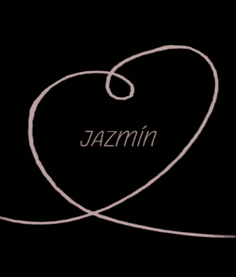 a black background with a pink swirl and the name jazmin on it