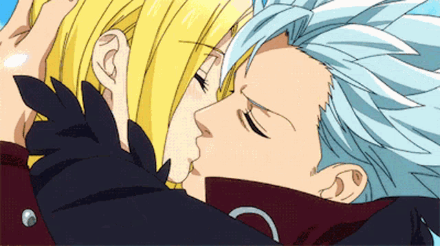 a man and a woman are kissing in an anime scene