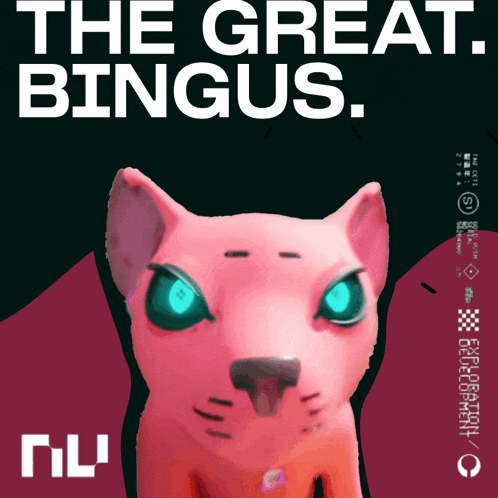 a poster for the great bingus with a pink cat