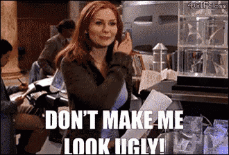 a woman says " don 't make me look ugly " while standing in a room
