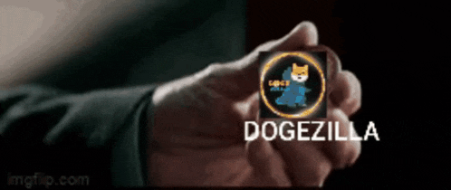 a person is holding a card that says dogezilla on it