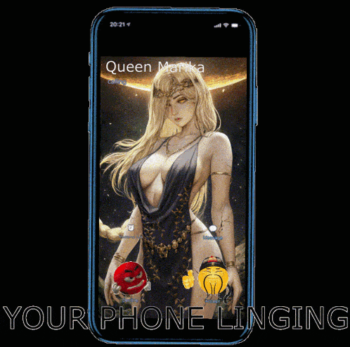 a phone with queen marika on it