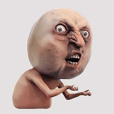 a cartoon character with a very angry face and arms .
