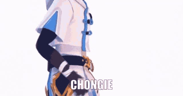 a video game character is holding a sword and the word chongie is written on the bottom of the image .