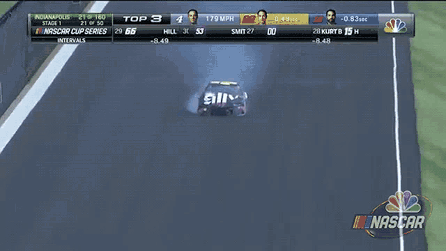 a nascar race is being shown on tv