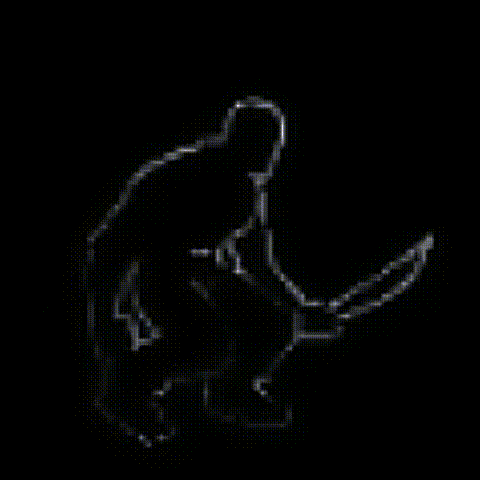 a silhouette of a man holding a knife in his hand on a black background .