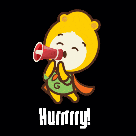 a cartoon character is holding a megaphone and the word hungry is on the bottom