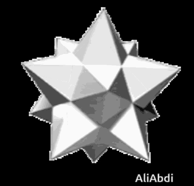 a black and white image of a star with the name aliabdi on the bottom