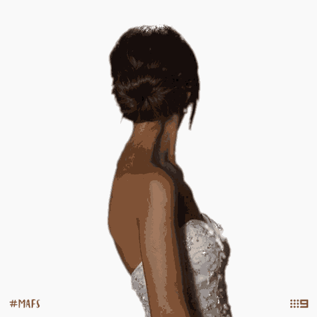 a woman in a white dress with the hashtag #mafs on the bottom