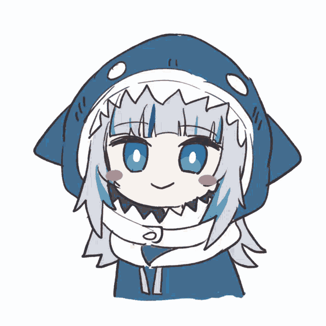 a drawing of a girl wearing a shark costume