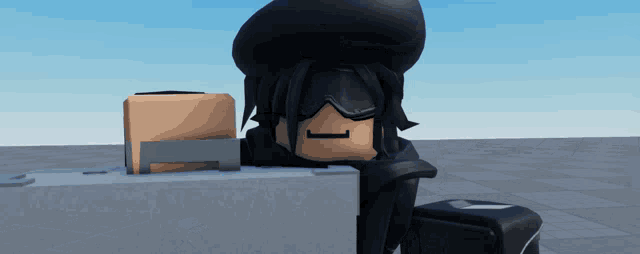 a cartoon character wearing a hat and goggles with the letter j on his face