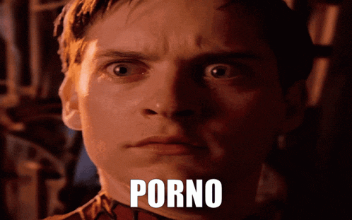 a close up of a man 's face with the word porno written on his face