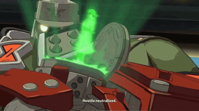 a cartoon character says hostile neutralized on the screen