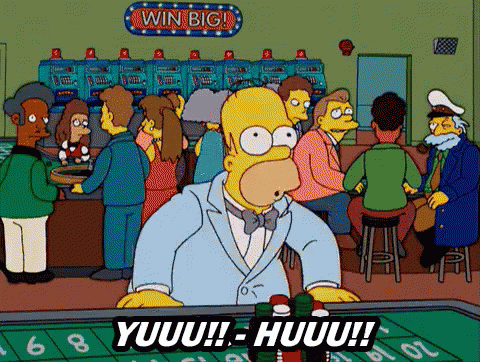 Homero Ganó En La Ruleta GIF - Homero Simpson Ruleta Yuuu Huuu GIFs
