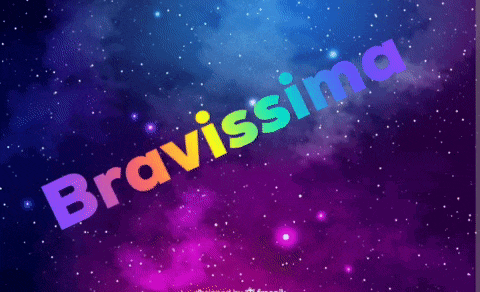 the word bravissima is written in rainbow colors